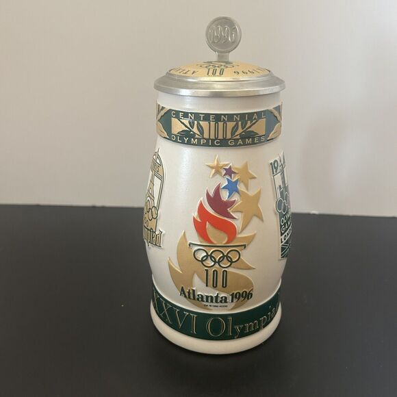 1996 Atlanta Official Centennial Olympic Games Anheuser Busch Lidded Stein w/Box - Picture 3 of 11